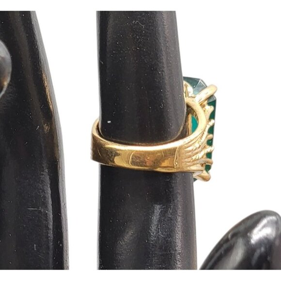 Ana BeKoach 18khge Simulated Emerald Ring Yellow Heavy Electroplated Gold SZ 5 - Picture 9 of 10